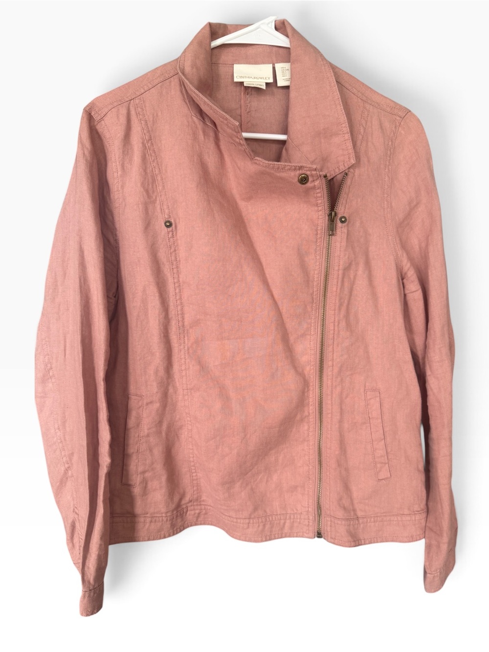 Cynthia Rowley Rose Pink Asymmetrical Moto Style Zip Jacket - Picture 5 of 7